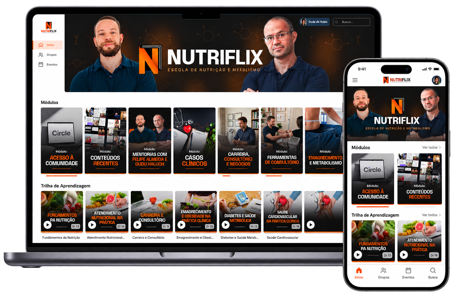 Área de membros Nutriflix — módulos e trilha de aprendizagem
